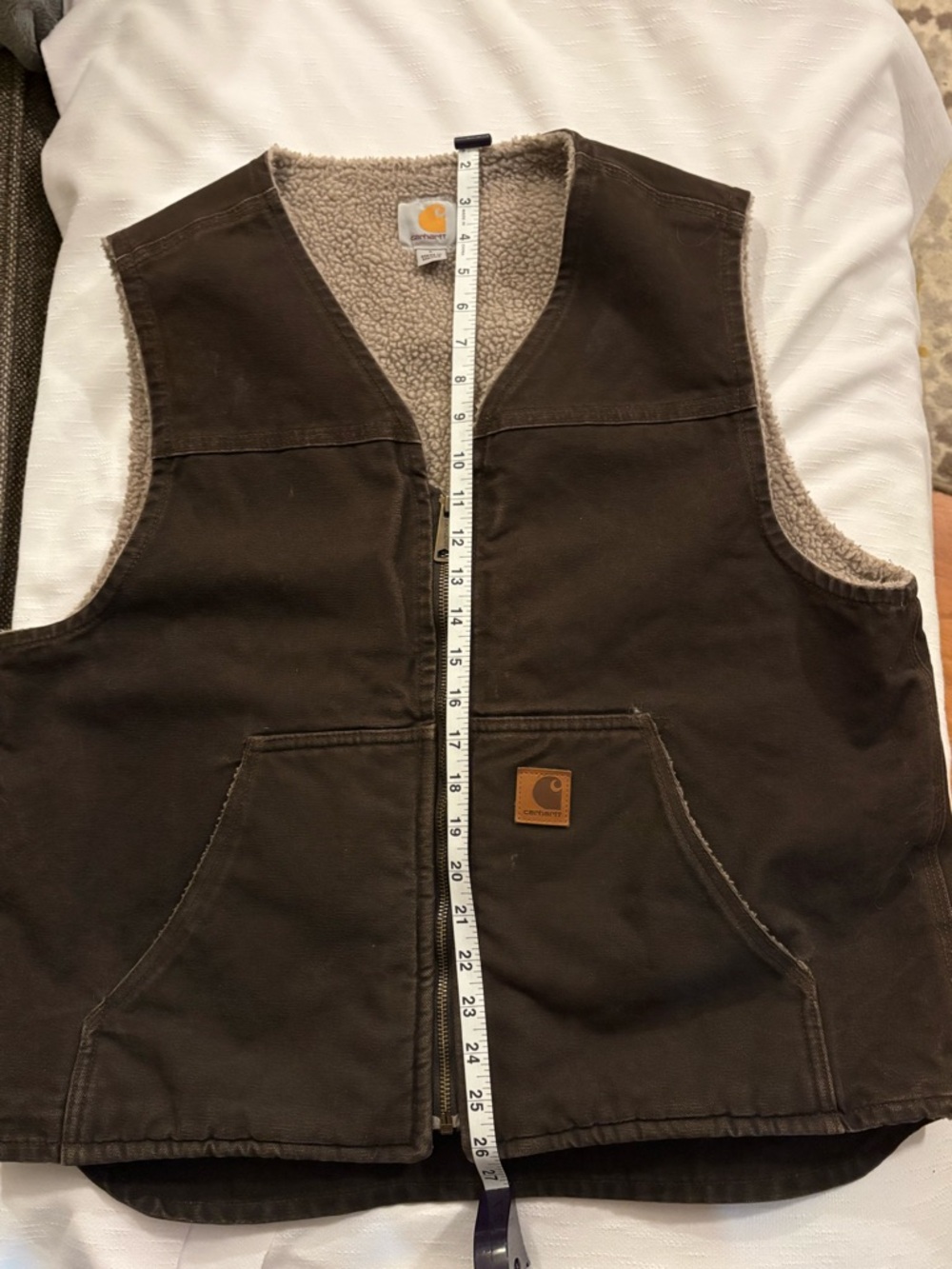 Carhartt Dark Brown Sherpa-Lined Duck Canvas Vest